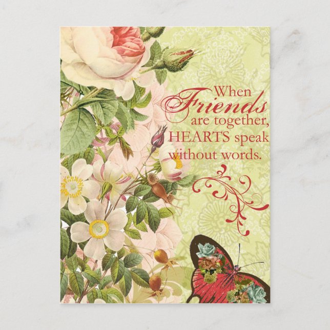 Postal Amistad floral victoriana (Anverso)