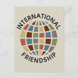 Postal Amistad internacional con un colorido icono del gl