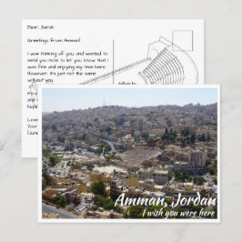 Postal Ammán Jordan con teatro romano desde lejos