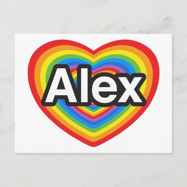 Postal Amo a Alex. Te amo, Alex. Corazón (Anverso)