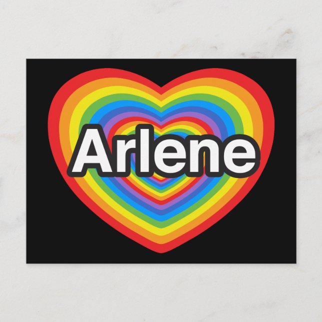 Postal Amo a Arlene. Te amo, Arlene. Corazón (Anverso)