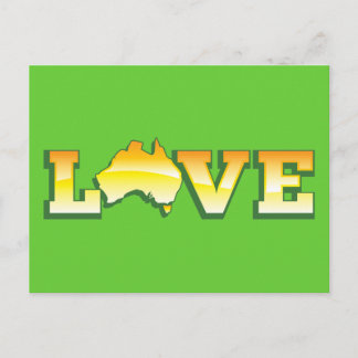 Postal ¡AMO A Australia Aussie Love Heart Map AWESOME!