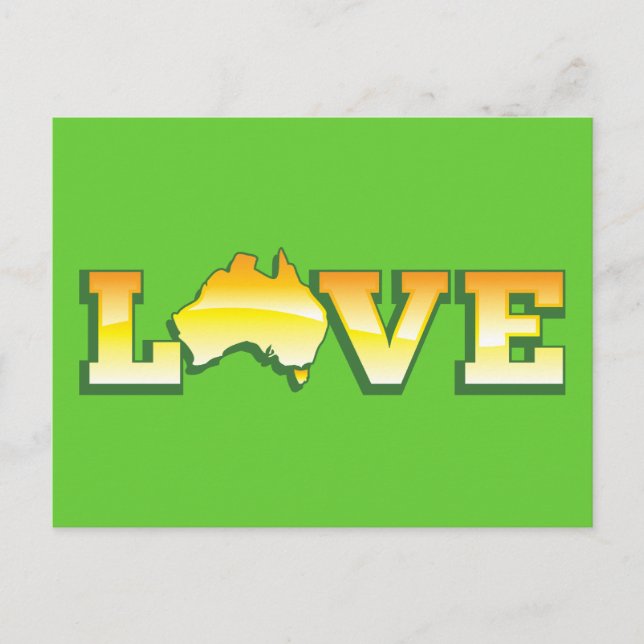Postal ¡AMO A Australia Aussie Love Heart Map AWESOME! (Anverso)