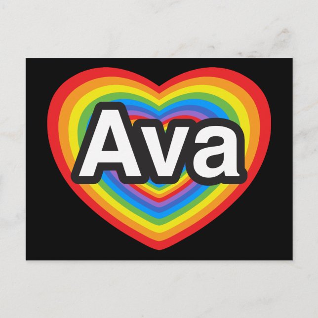 Postal Amo a Ava. Te amo Ava. Corazón (Anverso)