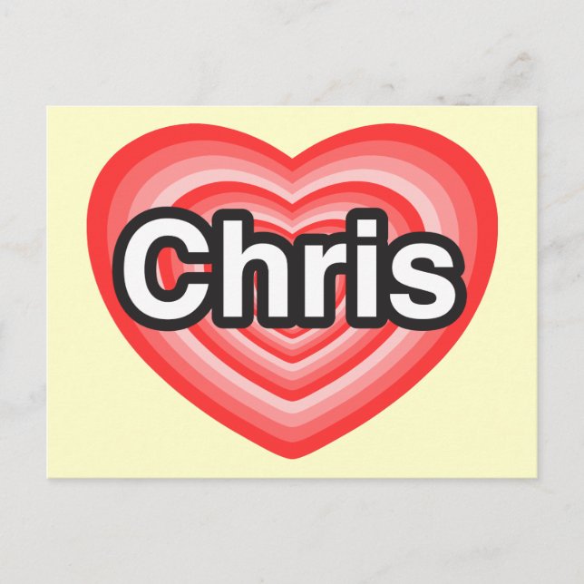 Postal Amo a Chris. Te amo Chris. Corazón (Anverso)