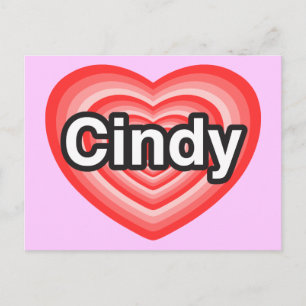 Postal Amo a Cindy. Te amo Cindy. Corazón