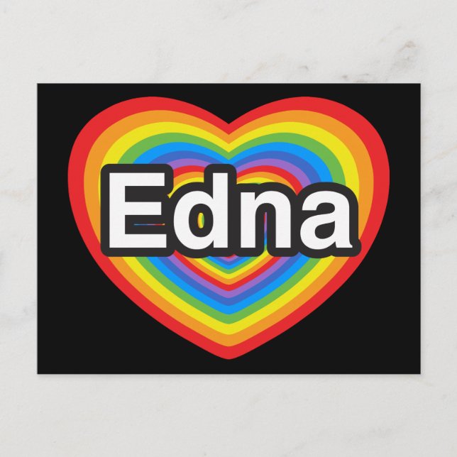 Postal Amo a Edna. Te amo, Edna. Corazón (Anverso)