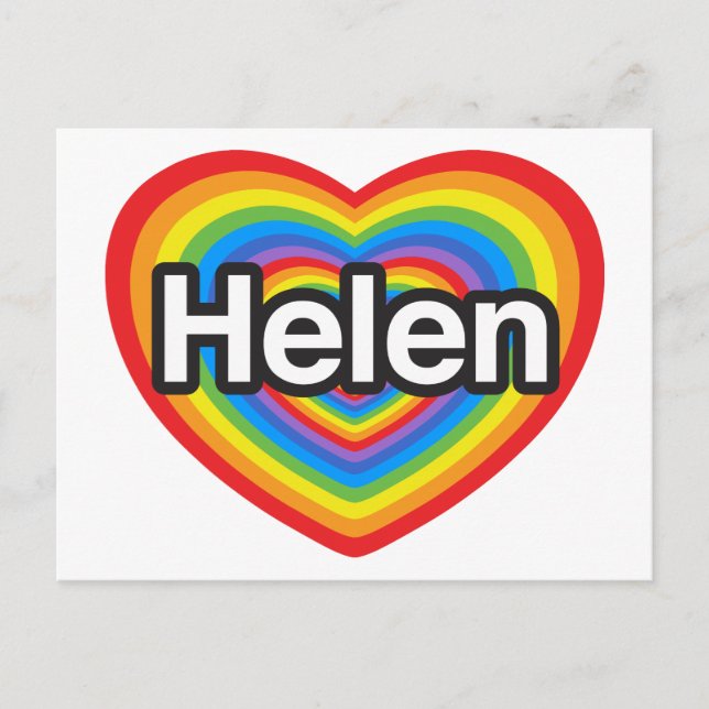 Postal Amo a Helen. Te amo, Helen. Corazón (Anverso)