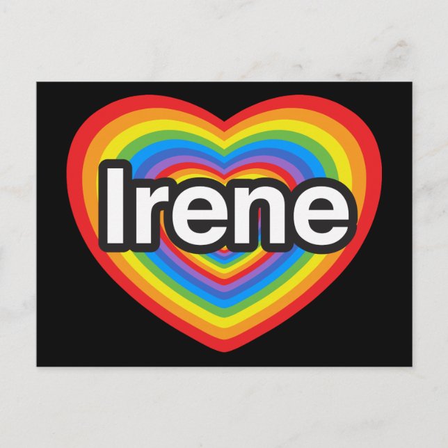 Postal Amo a Irene. Te amo, Irene. Corazón (Anverso)