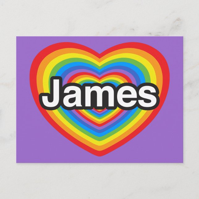 Postal Amo a James. Te amo James. Corazón (Anverso)