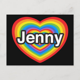 Postal Amo a Jenny. Te amo Jenny. Corazón