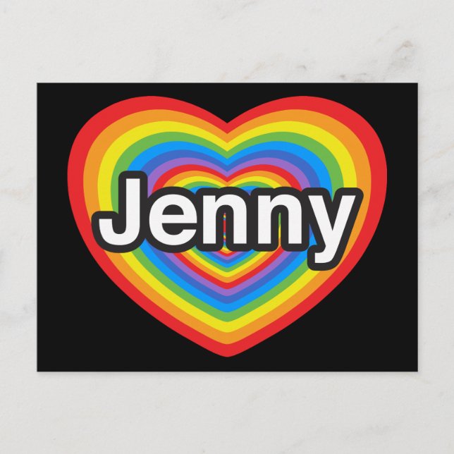 Postal Amo a Jenny. Te amo Jenny. Corazón (Anverso)