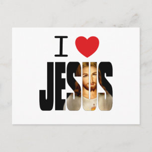 Postal Amo a Jesús - Corazón a Jesús con imagen en su nom