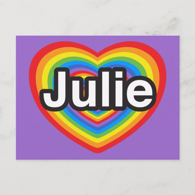 Postal Amo a Julie. Te amo, Julie. Corazón (Anverso)