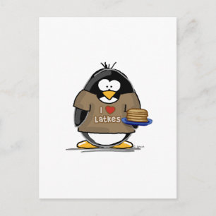 Postal Amo a Latkes Penguin