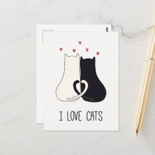 Postal Amo a los Gatos Dos Gatos Enamorados
