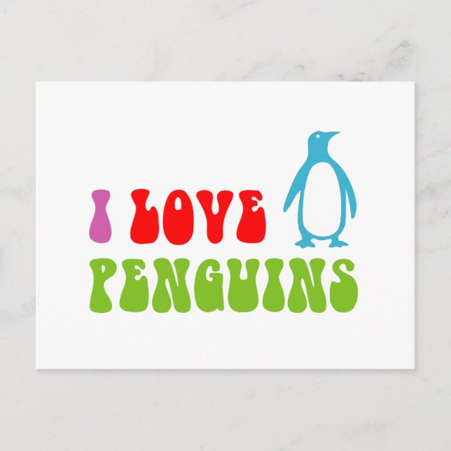 Postal Amo a los pingüinos (Anverso)