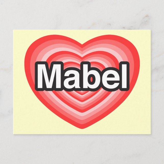 Postal Amo a Mabel. Te amo, Mabel. Corazón (Anverso)