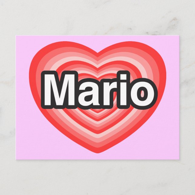 Postal Amo a Mario. Te amo, Mario. Corazón (Anverso)