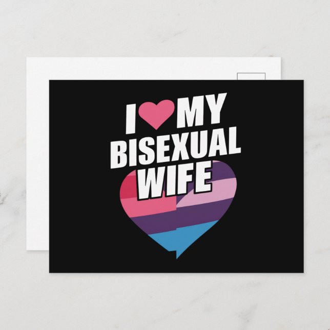 Postal Amo a mi esposa bisexual Bi Orgullo Bandera Bisexu (Anverso / Reverso)