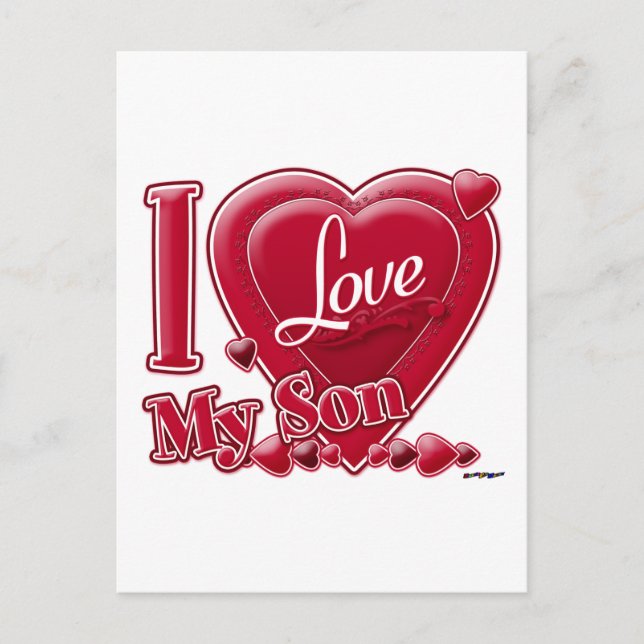 Postal Amo a mi hijo rojo - corazón (Anverso)