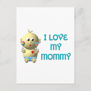 Postal Amo a mi mamá Bouncing Baby with Heart & Rattles