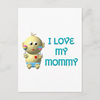 Postal Amo a mi mamá Bouncing Baby with Heart & Rattles