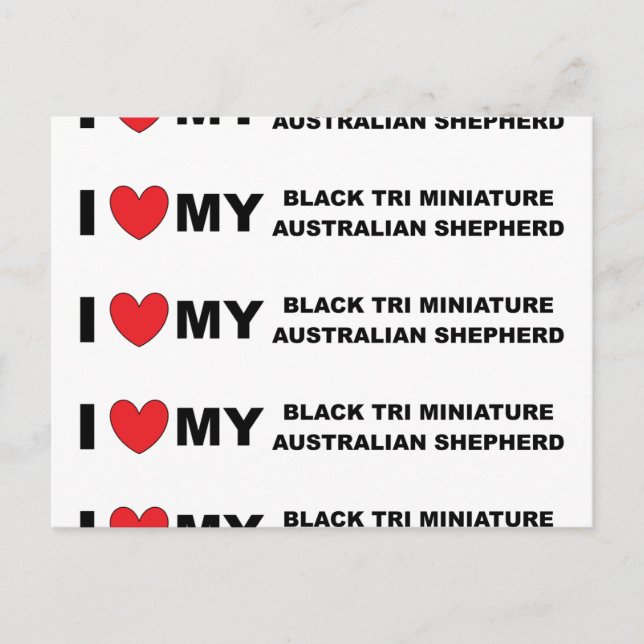 Postal amo a mi mini aussie tri negro (Anverso)