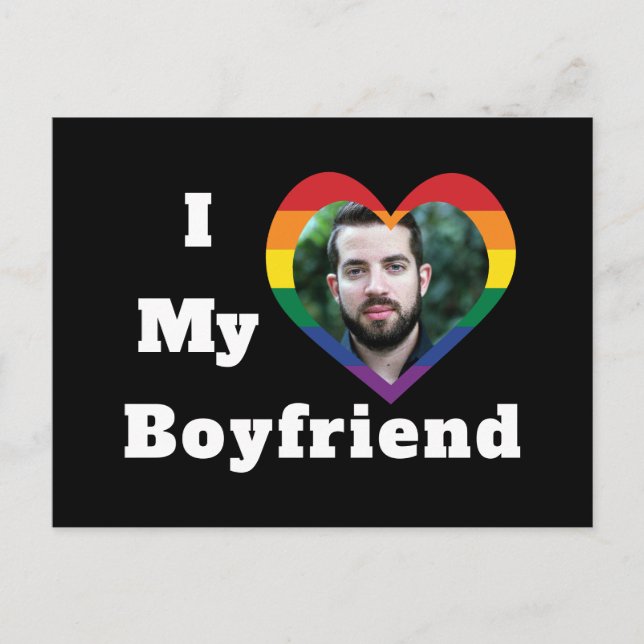 Postal Amo a mi novio Orgullo Gay LGBTQ Foto Personalizad (Anverso)