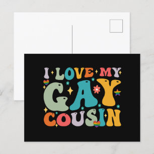 Postal Amo a mi primo gay Groovy Rainbow LGBT Orgullo