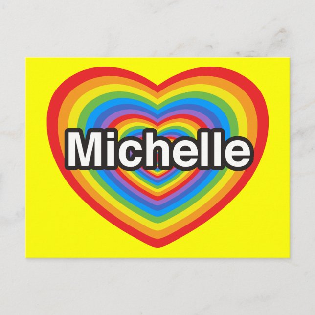 Postal Amo a Michelle. Te amo, Michelle. Corazón (Anverso)