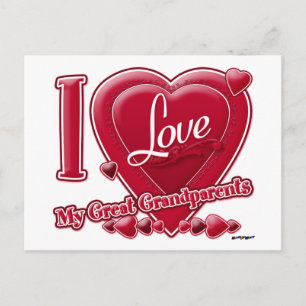 Postal Amo a mis grandes abuelos rojos - corazón