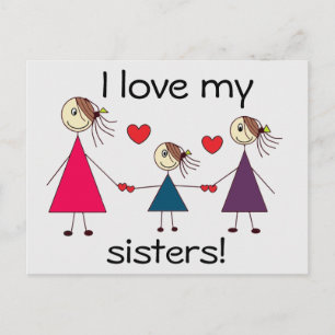 Postal Amo a mis hermanas Hermanas Cutas Amor