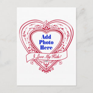 Postal ¡Amo A Mis Hijos! Corazones rojos de foto