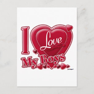 Postal Amo a mis niños de rojo - corazón