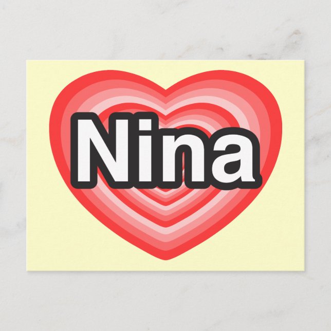 Postal Amo a Nina. Te amo, Nina. Corazón (Anverso)