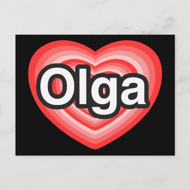 Postal Amo a Olga. Te amo, Olga. Corazón (Anverso)