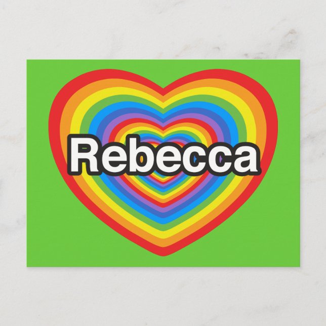 Postal Amo a Rebecca. Te amo Rebecca. Corazón (Anverso)