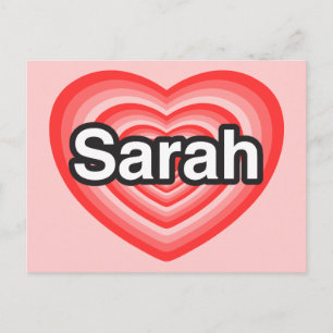 Postal Amo a Sarah. Te amo, Sarah. Corazón