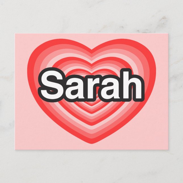 Postal Amo a Sarah. Te amo, Sarah. Corazón (Anverso)