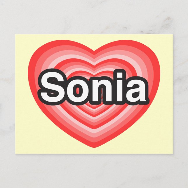 Postal Amo a Sonia. Te amo, Sonia. Corazón (Anverso)