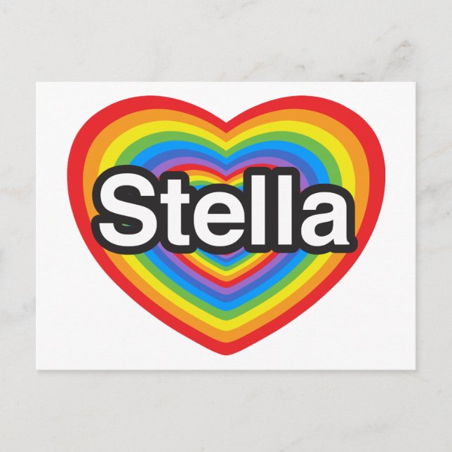 Postal Amo a Stella. Te amo Stella. Corazón (Anverso)