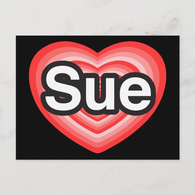 Postal Amo a Sue. Te amo, Sue. Corazón (Anverso)