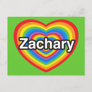 Postal Amo a Zachary. Te amo Zachary. Corazón