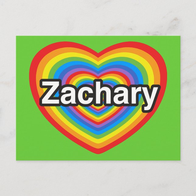 Postal Amo a Zachary. Te amo Zachary. Corazón (Anverso)