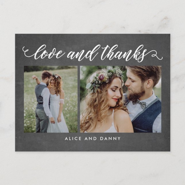 Postal Amo agradecido Gracias Postcard Chalkboard (Anverso)