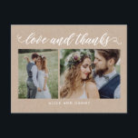 Postal Amo Agradecido Gracias Postcard Kraft<br><div class="desc">Enviar tu nota de agradecimiento será una brisa con esta moda y elegante postal de agradecimiento. Visite nuestra sala de exposición de diseños en WWW.BERRYBERRYSWEET.COM</div>