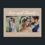 Postal Amo Agradecido Gracias Postcard Kraft<br><div class="desc">Enviar tu nota de agradecimiento será una brisa con esta moda y elegante postal de agradecimiento. Visite nuestra sala de exposición de diseños en WWW.BERRYBERRYSWEET.COM</div>