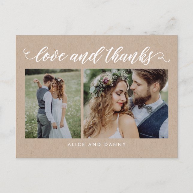 Postal Amo Agradecido Gracias Postcard Kraft (Anverso)