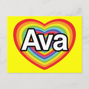Postal Amo Ava, corazón arco iris